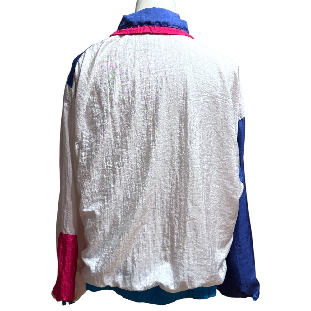 Vintage 80s Colorblock Windbreaker Jacket Large Blue Pink Neon Retro - Picture 4 of 10